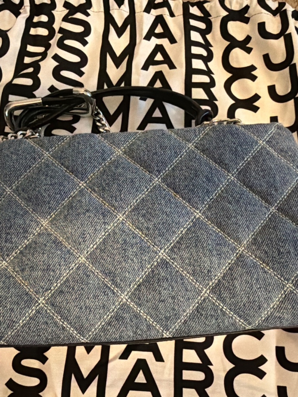 Marc Jacobs Quilted Denim Dual Convertible Shoulder Bag - Picture 4 of 5